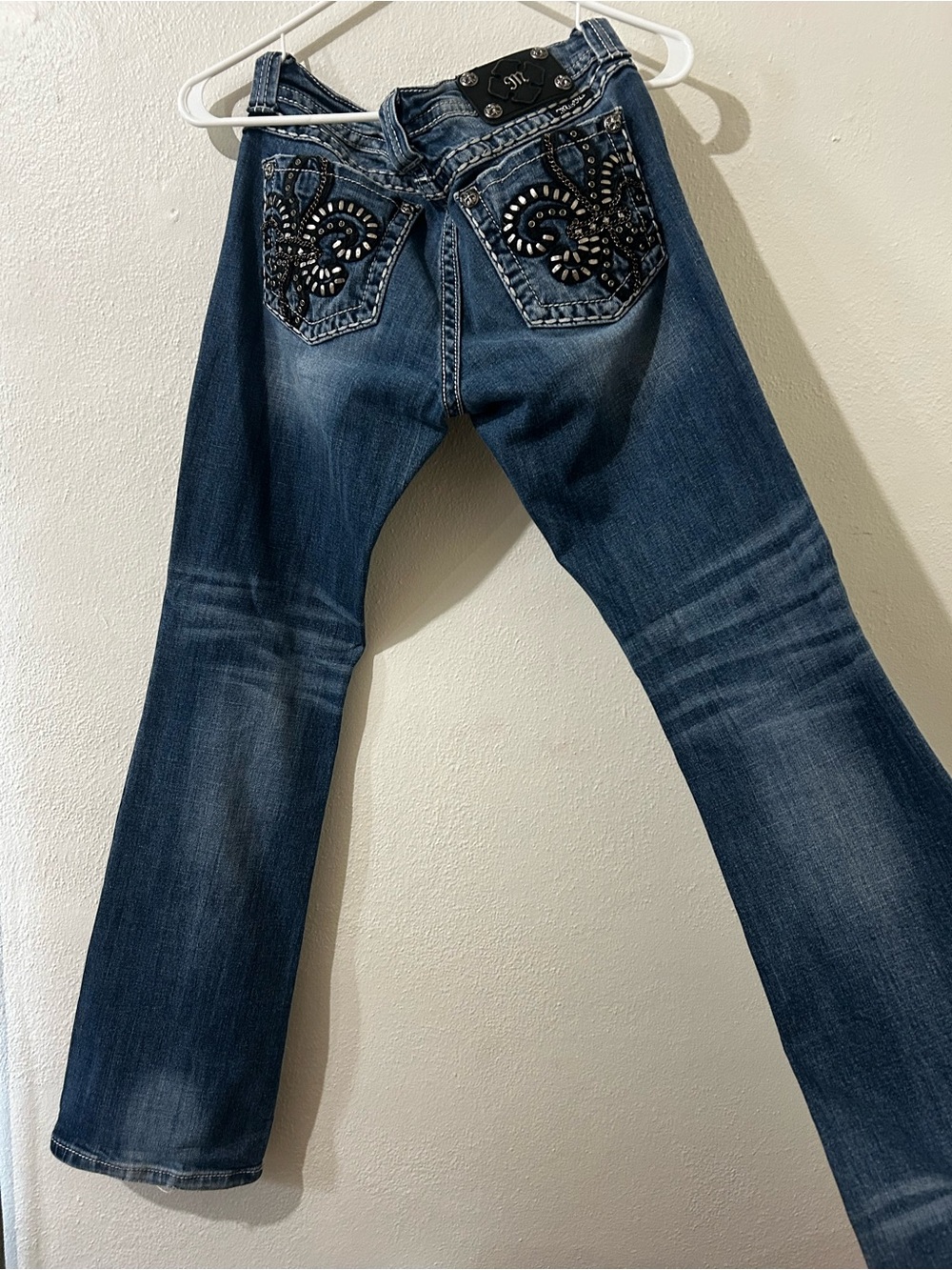 Women’s Embellished Back Pocket Bootcut Miss Me Jeans - Medium Blue - Picture 5 of 6